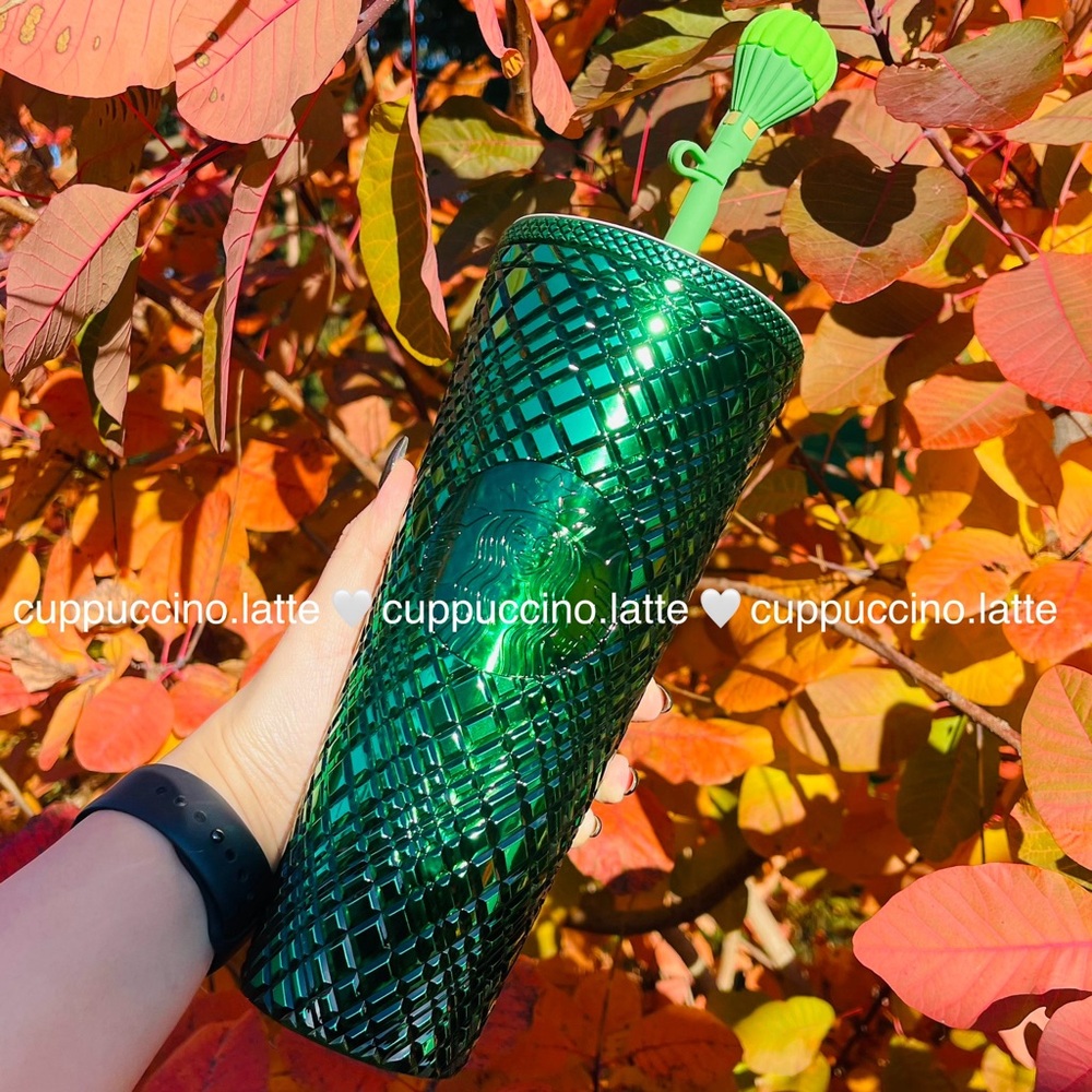💚NWT💎Starbucks X Wicked Green Emerald City Jeweled Air Balloon Topper Tumbler